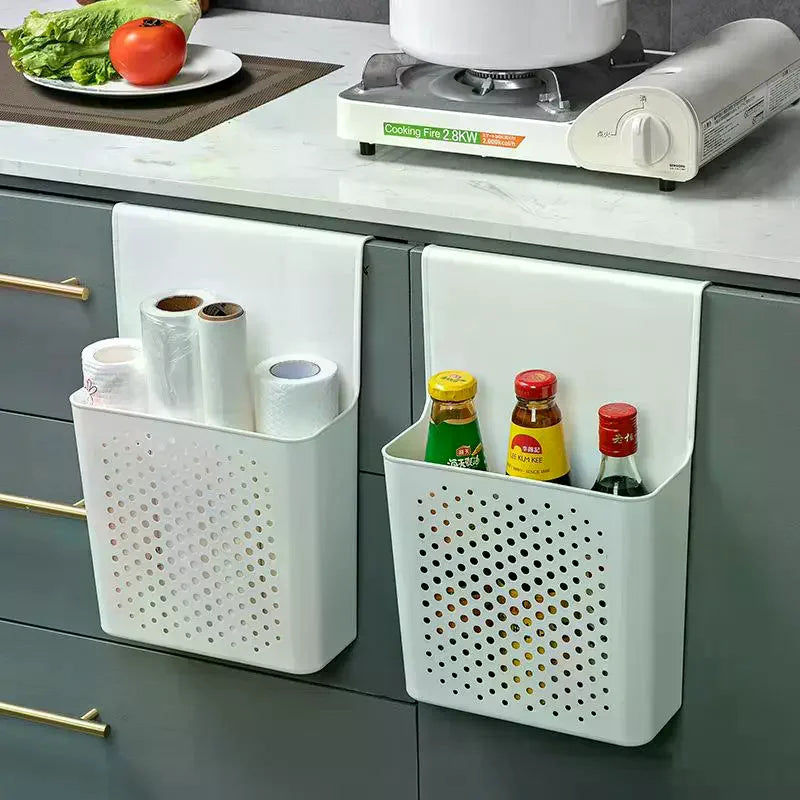 Over-Cabinet Door Hanging Storage Basket | No-Drill Organizer Cabinet Door Organizer QXL