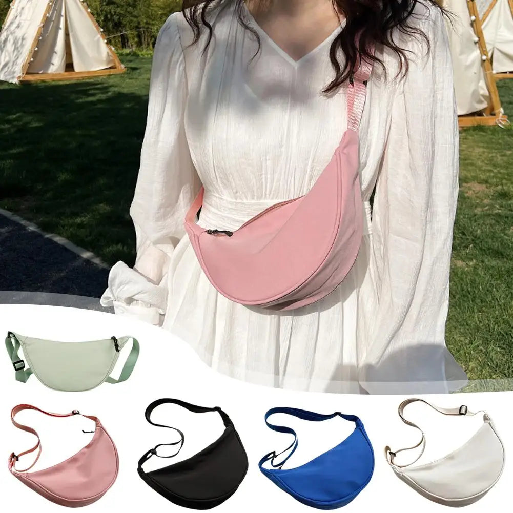 Women's Nylon Dumpling Crossbody Bag | Half Moon Shoulder Purse Crossbody Shoulder Bag QXL