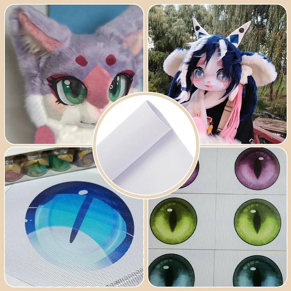 Fursuit Eye Mesh 39x11.8" White PVC Printable Net | Cosplay Cosplay Craft Mesh QXL