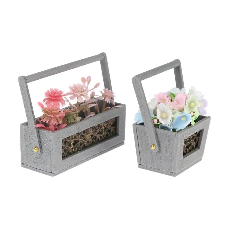 1:12 Scale Miniature Flower Basket | Dollhouse Floral Decor Dollhouse Miniature QXL