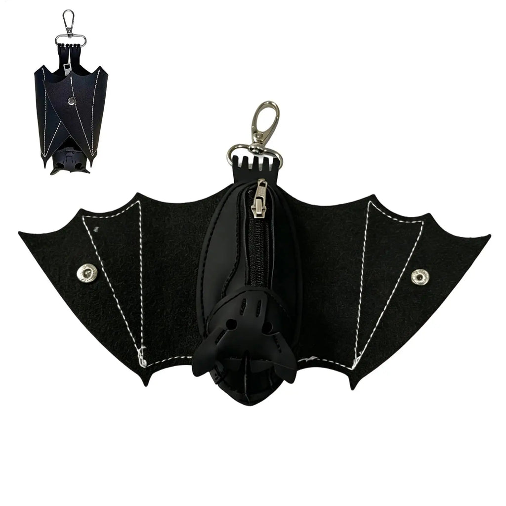 Gothic Bat Coin Purse PU Leather Keychain Wallet Foldable Wings Gothic Coin Purse QXL