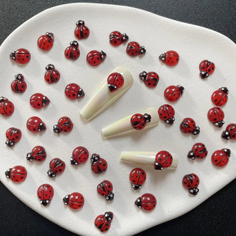 20-Pack Ladybug Nail Charms | Flatback Rhinestones for Nail Art Nail Art Charms QXL