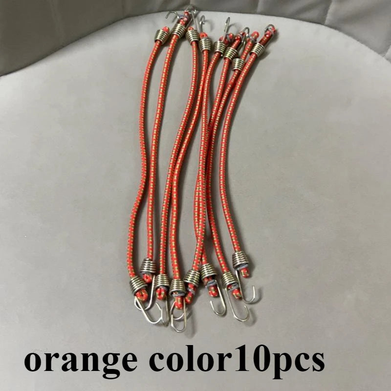10-Pack 4mm Mini Rubber Elastic Rope Straps with Hooks Elastic Rope Straps QXL orange color10pcs