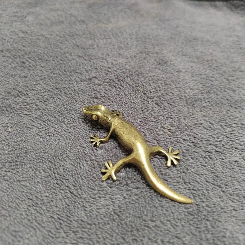 Antique Brass Gecko Figurine | Lucky Lizard Home Decor Ornament Decorative Figurine QXL