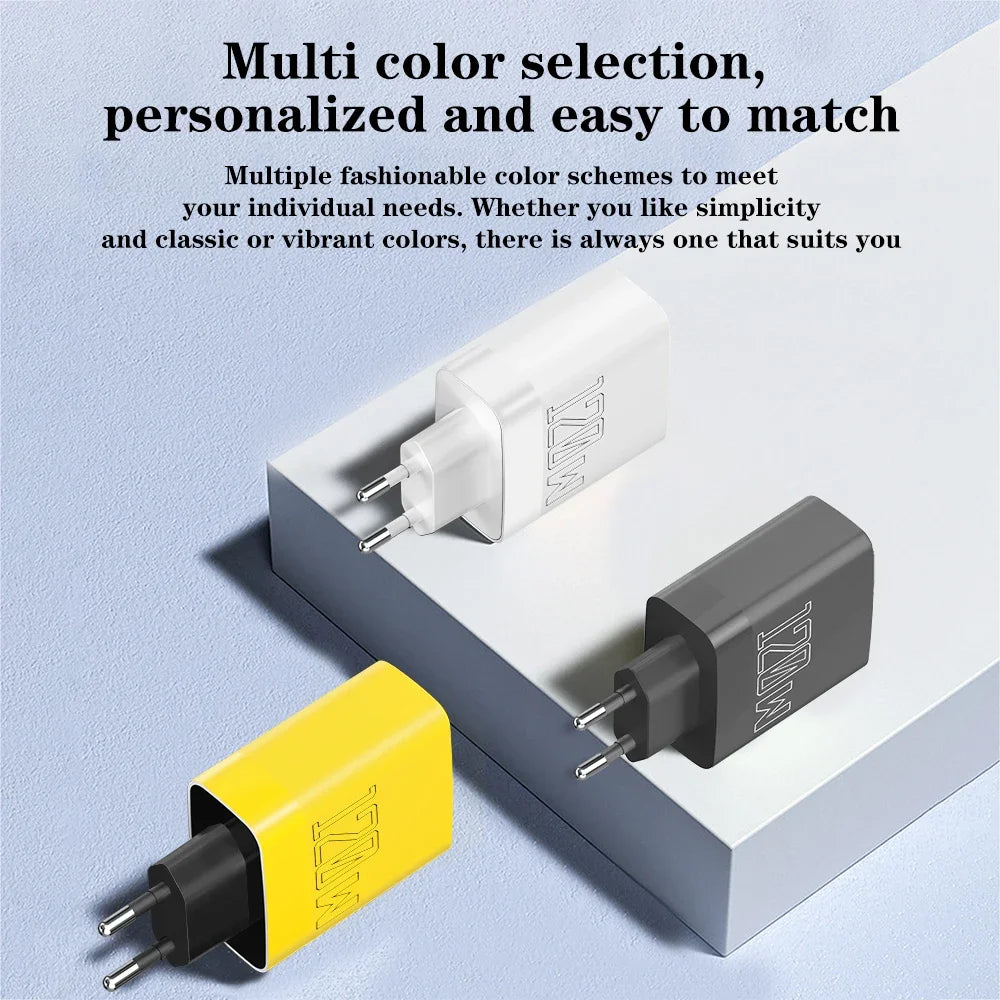 120W 4-Port USB-C PD & QC3.0 Fast Wall Charger Adapter Multi-Port Wall Charger QXL