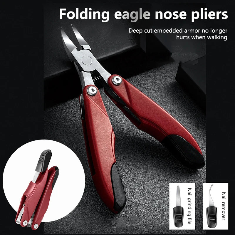 Folding Stainless Steel Toenail Nipper & Groove Trimmer Tool Nail Nipper Trimmer QXL