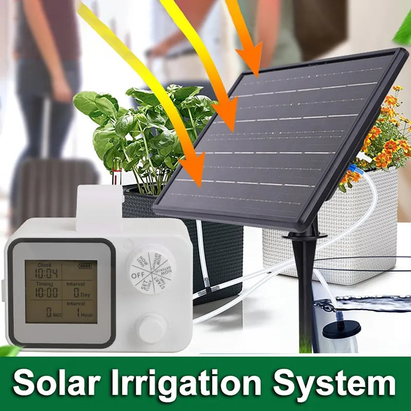 Solar Garden Irrigation System – LCD Timer & Auto Watering Kit Solar Irrigation Kit QXL