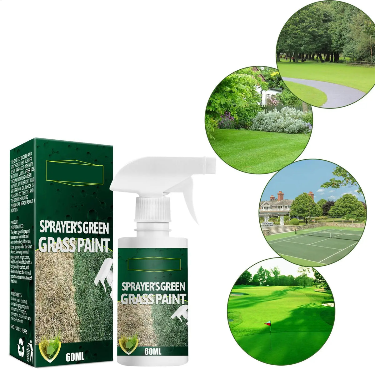 60ml Lawn Green Spray Paint | Pet-Safe Turf Dye Lawn Turf Dye Spray QXL
