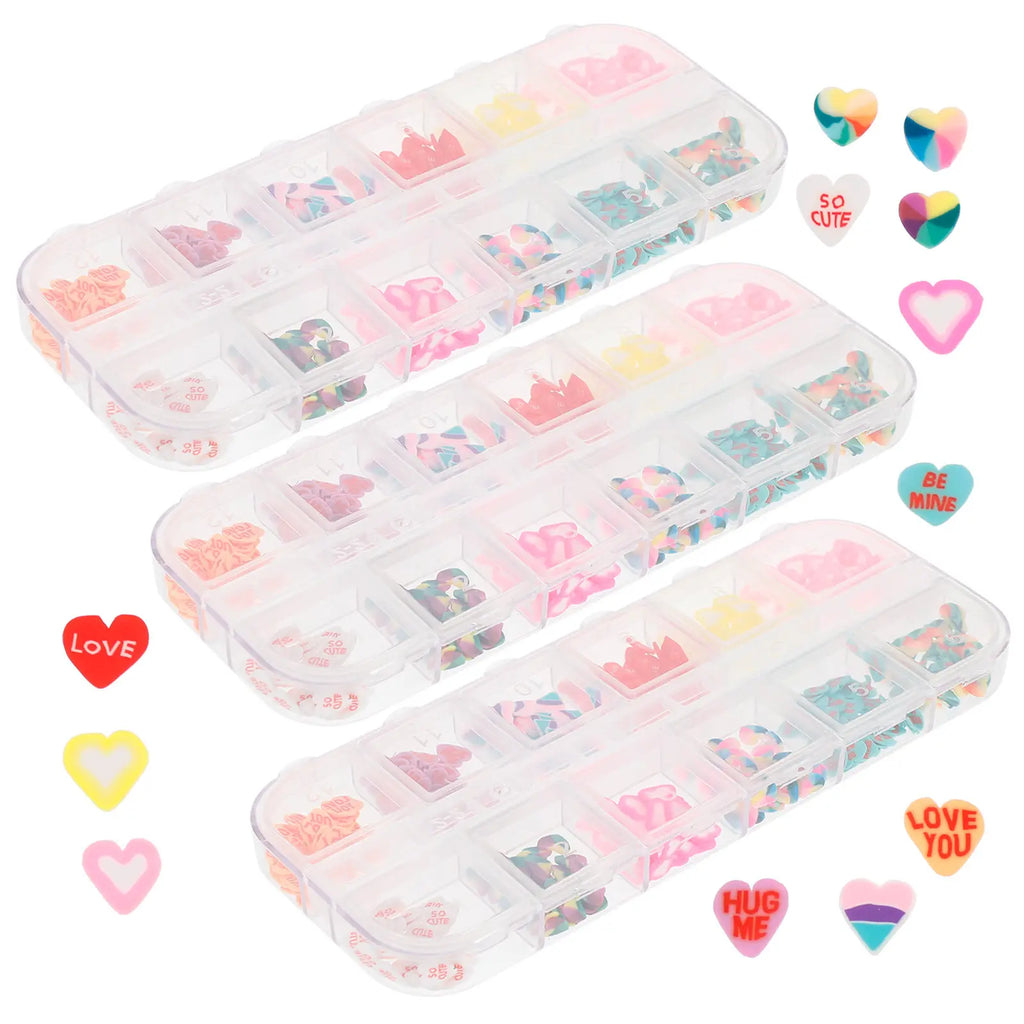Heart Clay Nail Slices 3-Box Set | Valentine's Nail Art Charms Nail Art Charms QXL