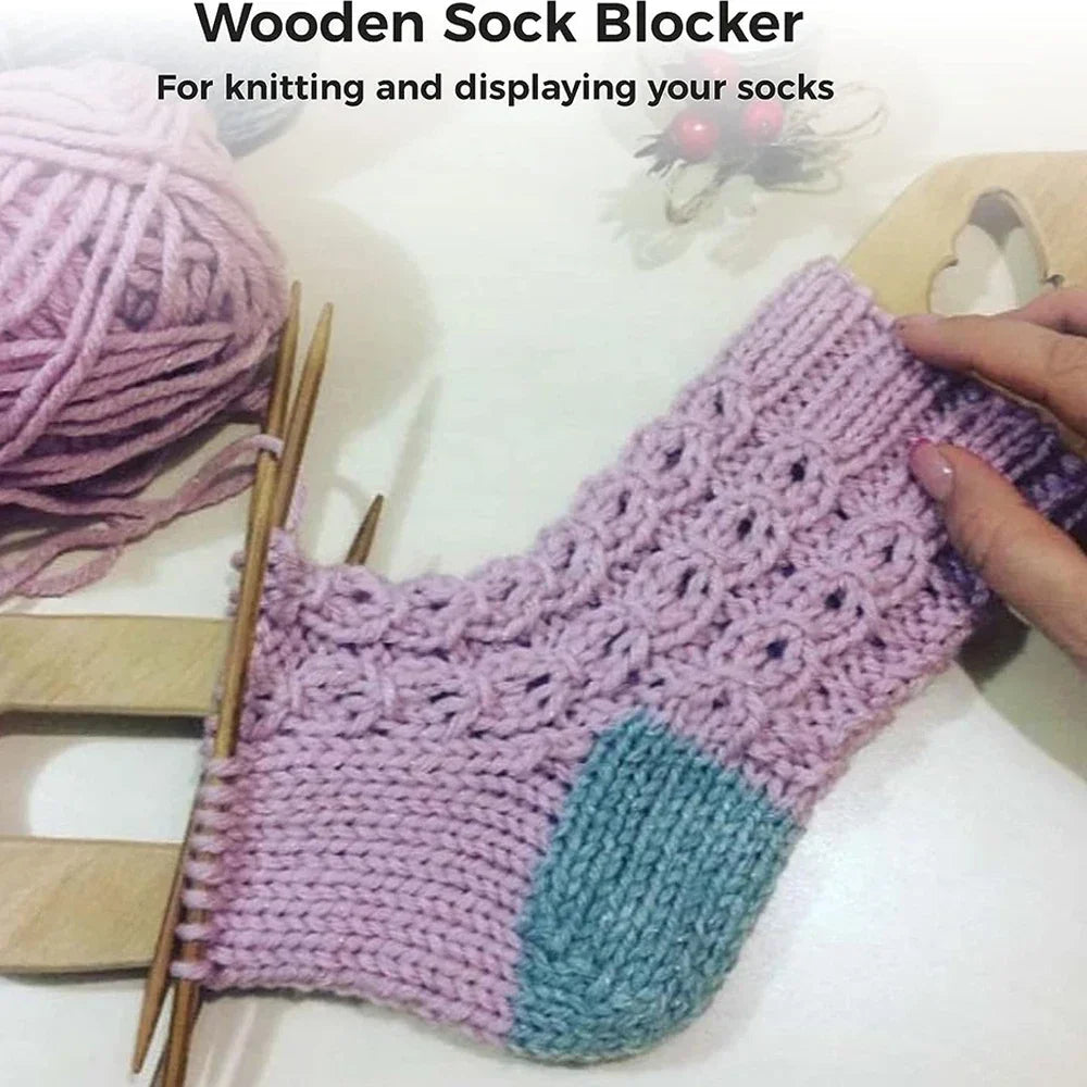 Wooden Sock Blockers Set of 2 | Adjustable Knitting Form Sock Blocker Set QXL