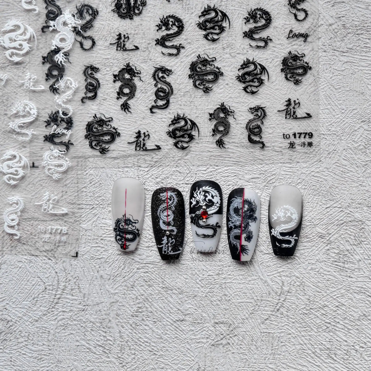 5D Self-Adhesive Nail Art Stickers – Dragon & Shell Decals Nail Art Stickers QXL