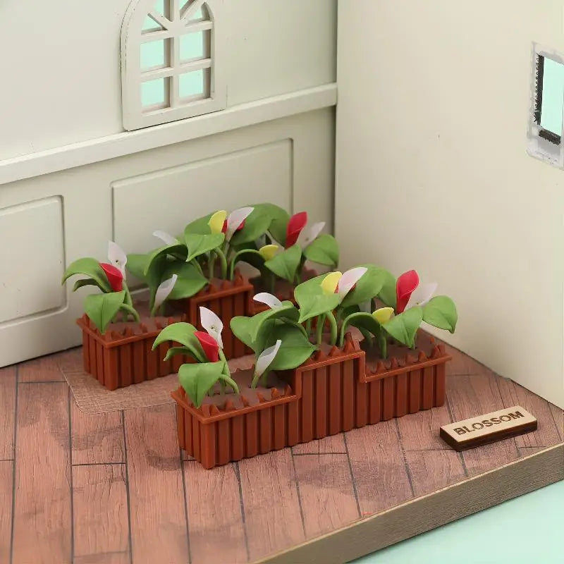 1:12 Dollhouse Miniature Calla Lily Potted Plant Ornament Dollhouse Miniature QXL