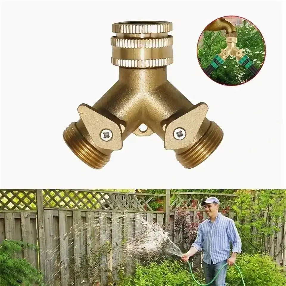 Y-Shape Garden Hose Splitter 3/4" | Dual Valve Zinc Alloy Garden Hose Splitter QXL