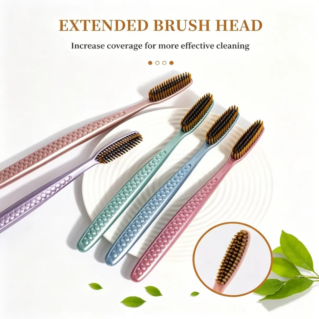 5-Pack Soft Bristle Toothbrushes | Curved Head Adults Manual Toothbrush Set QXL