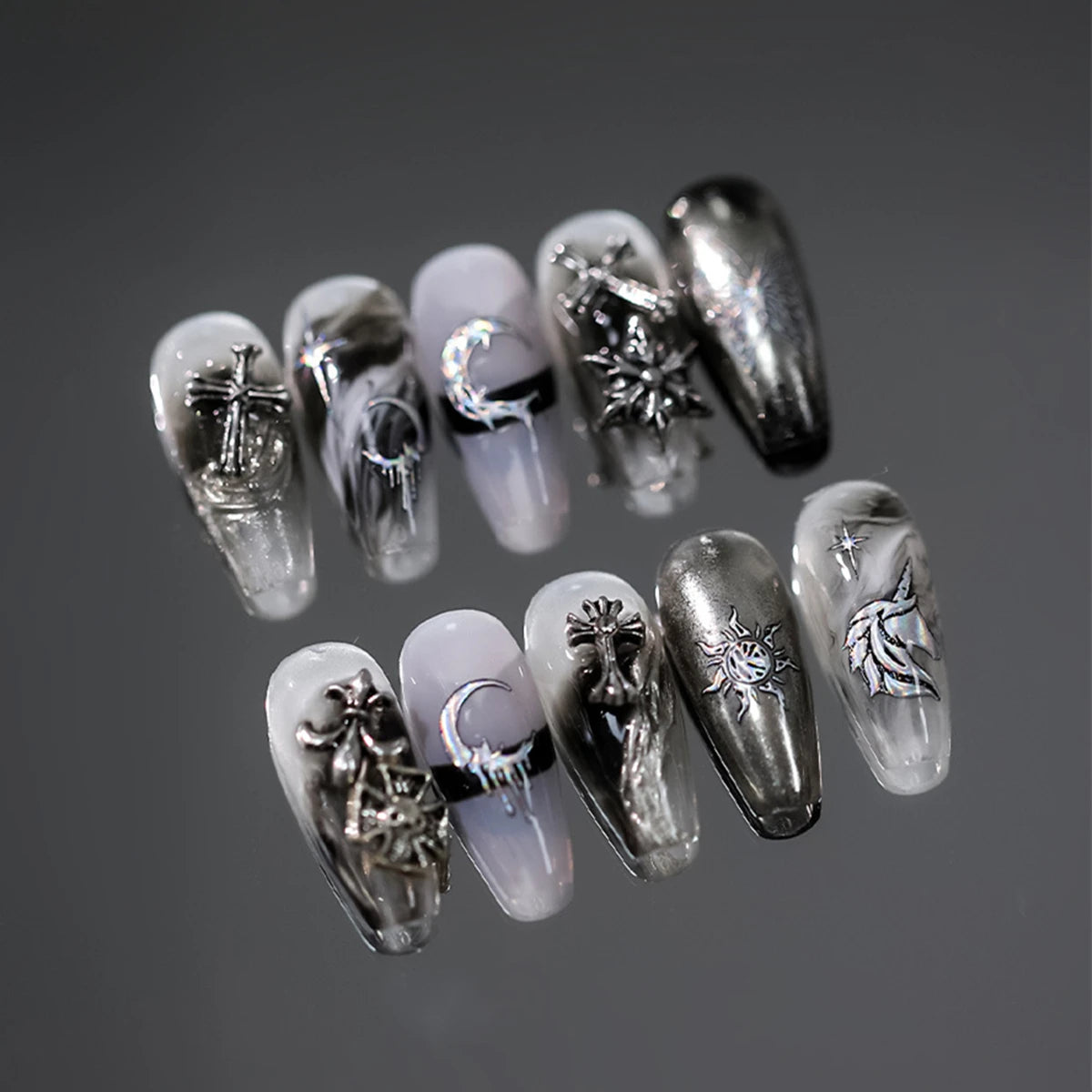 5D Laser Silver Nail Stickers | Unicorn Moon Butterfly Decals Nail Stickers & Decals QXL
