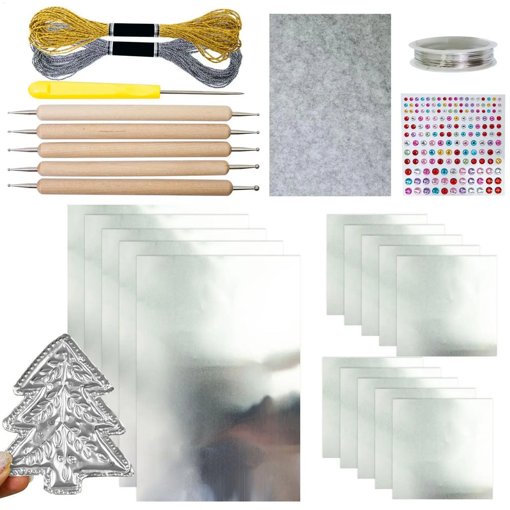 Foil Paper Craft Kit – Gold & Silver Christmas Engraving Art Foil Art Craft Kit QXL