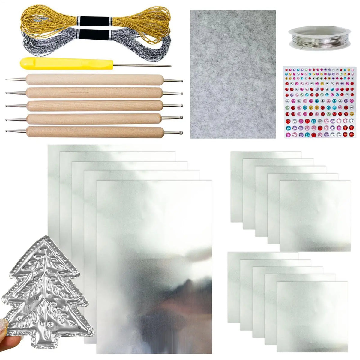 Foil Paper Craft Kit – Gold & Silver Christmas Engraving Art Foil Art Craft Kit QXL