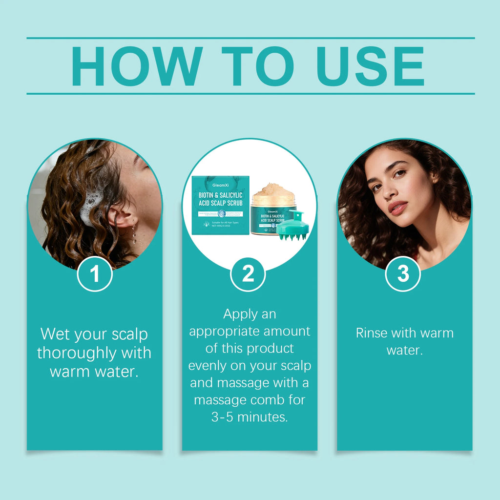 Gleamxi Scalp Scrub & Massage Brush | Oil Control Deep Cleanse Scalp Exfoliating Scrub QXL