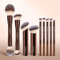 MAANGE 9-Pc Makeup Brush Set | Foundation, Contour & Eye Makeup Brush Set QXL Coffee Brown