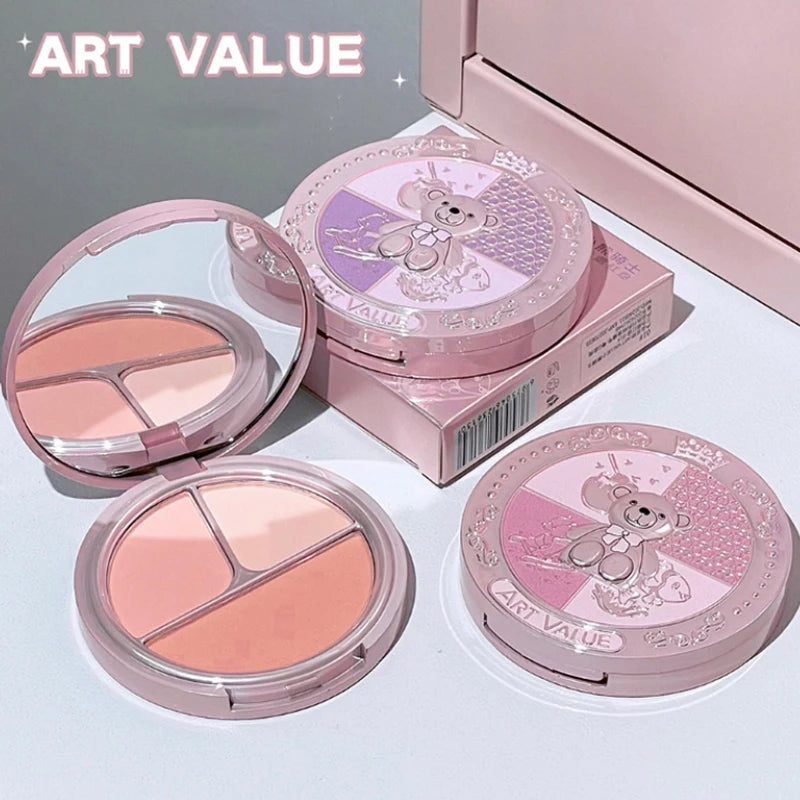 Bear Knight Trio Blush Palette – Blush, Contour & Highlight Blush Palette QXL