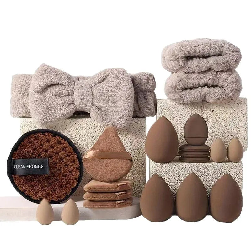 33-Piece Makeup Brush & Beauty Sponge Kit | Full Face Set Makeup Brush Kit QXL