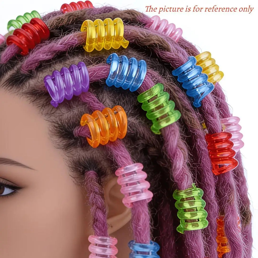 100-Pack Colorful Transparent Hair Beads | Large Hole Braiding Hair Braiding Beads QXL