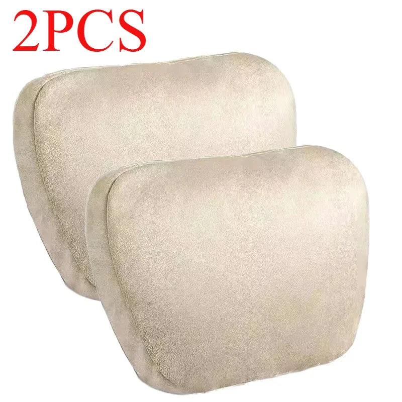 Car Headrest Neck Cushion | Maybach-Style Suede Pillow Car Neck Cushion QXL Rice white 2 PCS