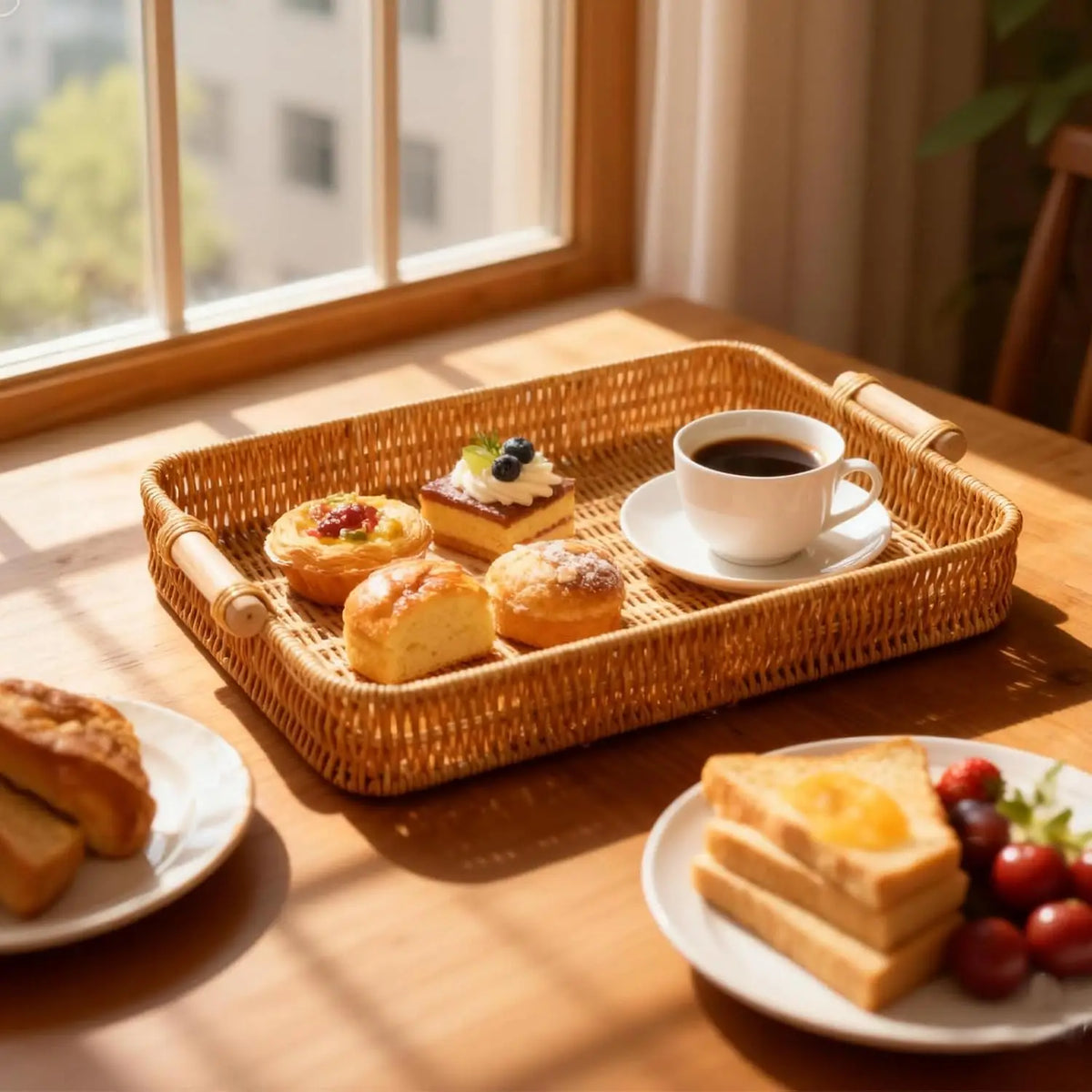 Rectangular Rattan Wicker Tray | Fruit, Food & Home Decor Wicker Serving Tray QXL