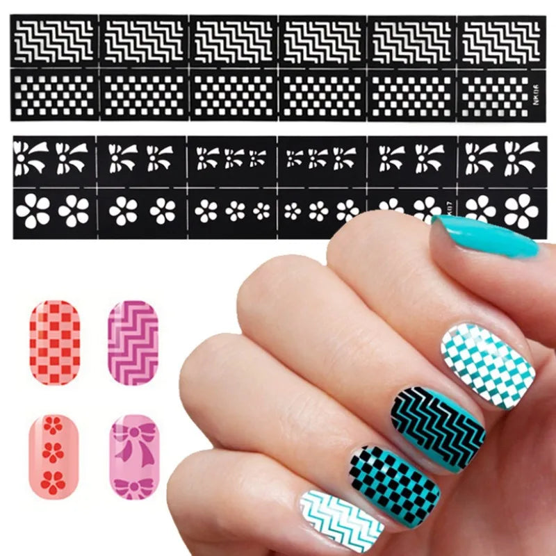 French Manicure Nail Art Stencil Template | 3D Spray Guide Nail Art Stencil QXL