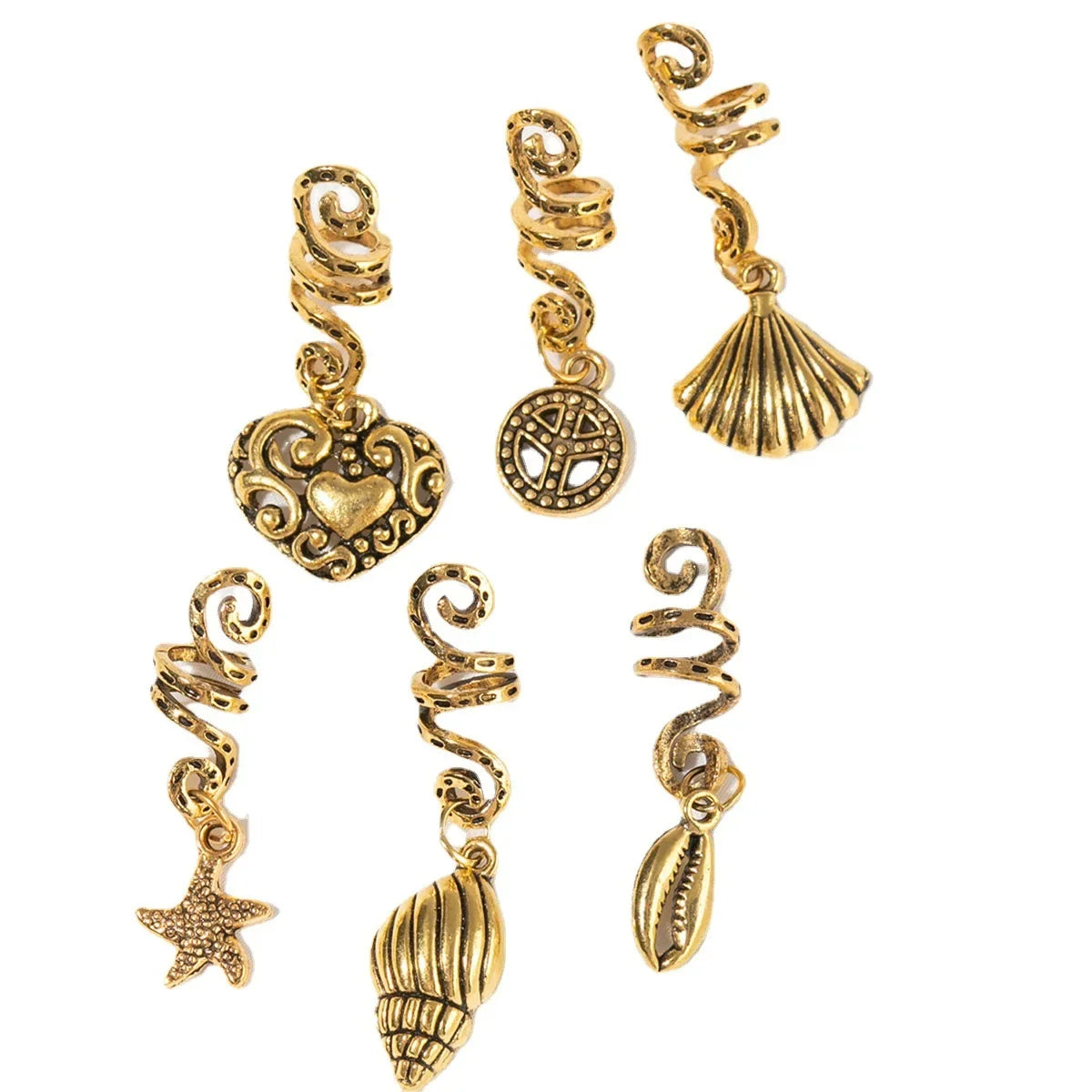 6-Pack Gold Dreadlock Beads | Adjustable Braid Cuff Clips Hair Braid Beads QXL