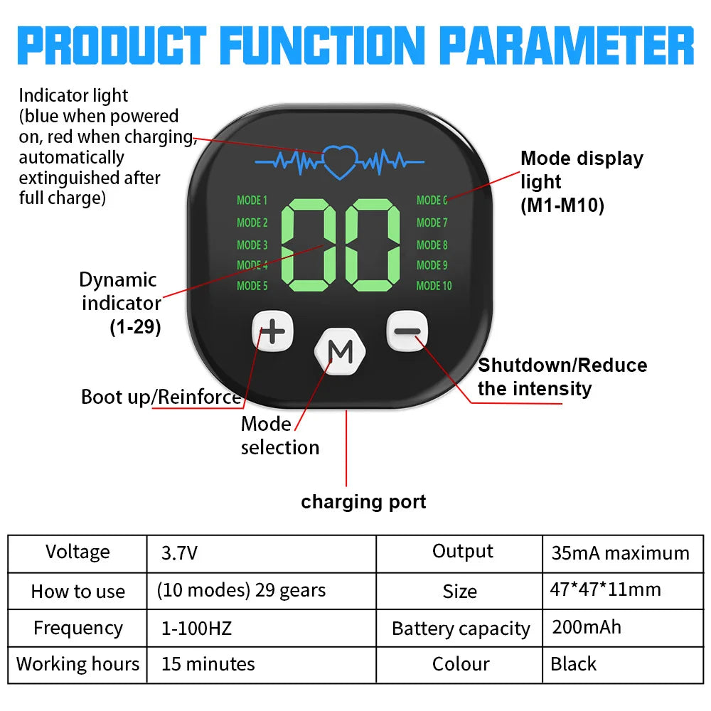 Portable EMS Muscle Stimulator – Abdominal Belt & Arm Toner EMS Muscle Stimulator QXL