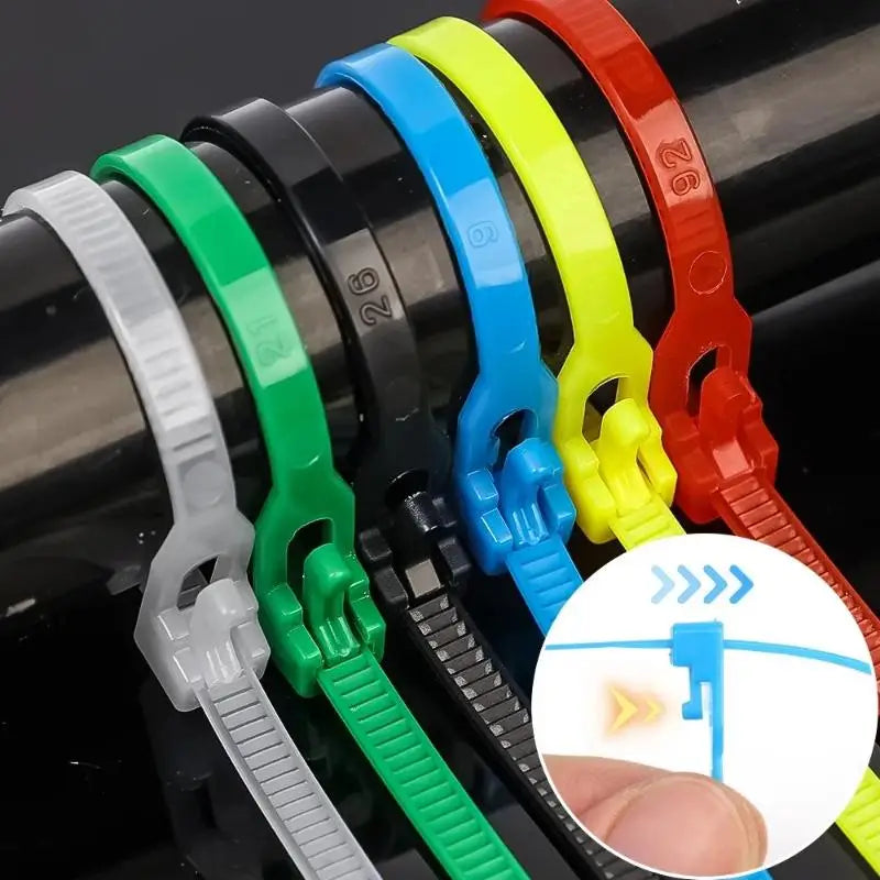 100-Pack Reusable Nylon Cable Ties | Colorful Zip Tie Set Reusable Cable Ties QXL