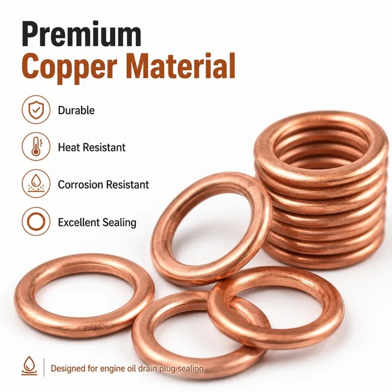 M14 Copper Oil Drain Plug Crush Washers 14x20mm | 10/20-Pack Oil Drain Washer QXL