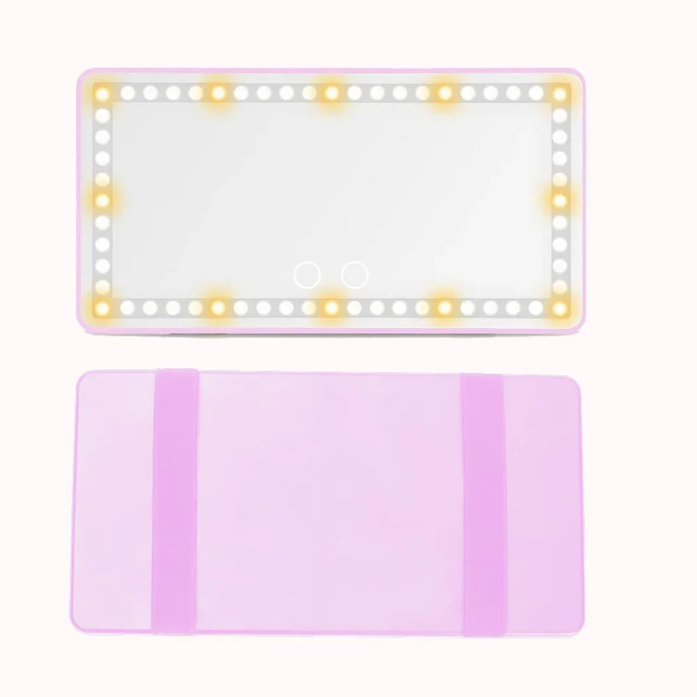 Car Sun Visor Vanity Mirror | 3-Color LED Lights, USB-C Rechargeable Car Vanity Mirror QXL Pink