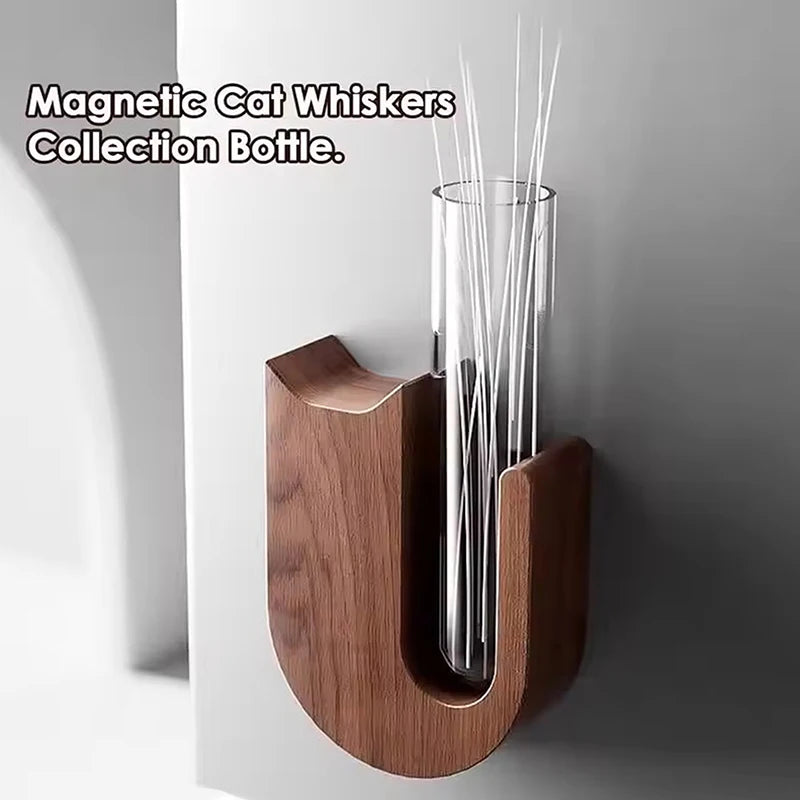 Cat Whisker Collector Vase Fridge Magnet | Wood & Glass Keepsake Pet Whisker Keepsake QXL