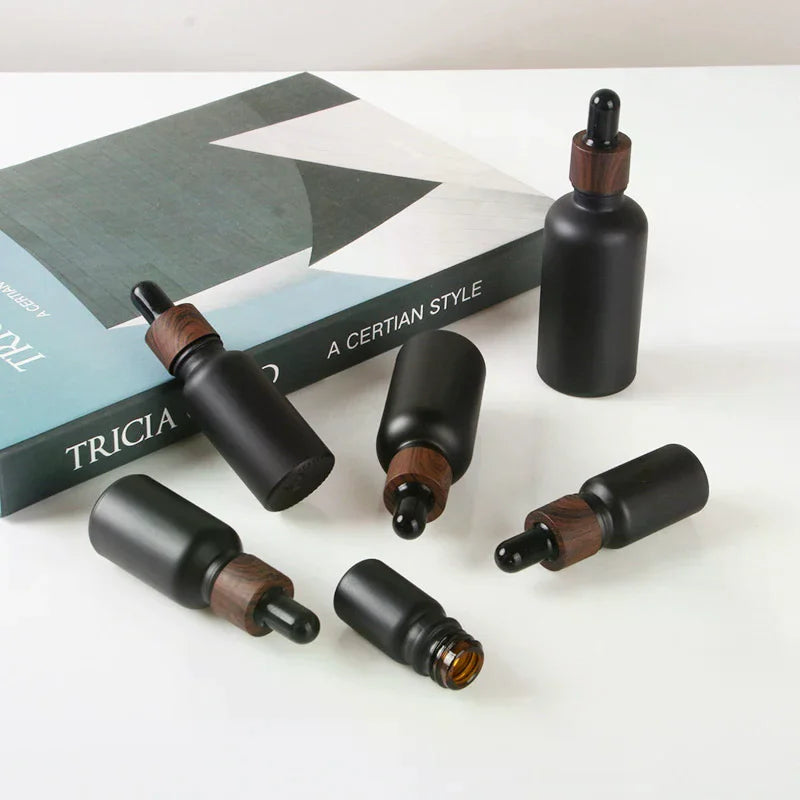 Frosted Black Glass Dropper Bottle | Essential Oil & Serum Glass Dropper Bottle QXL
