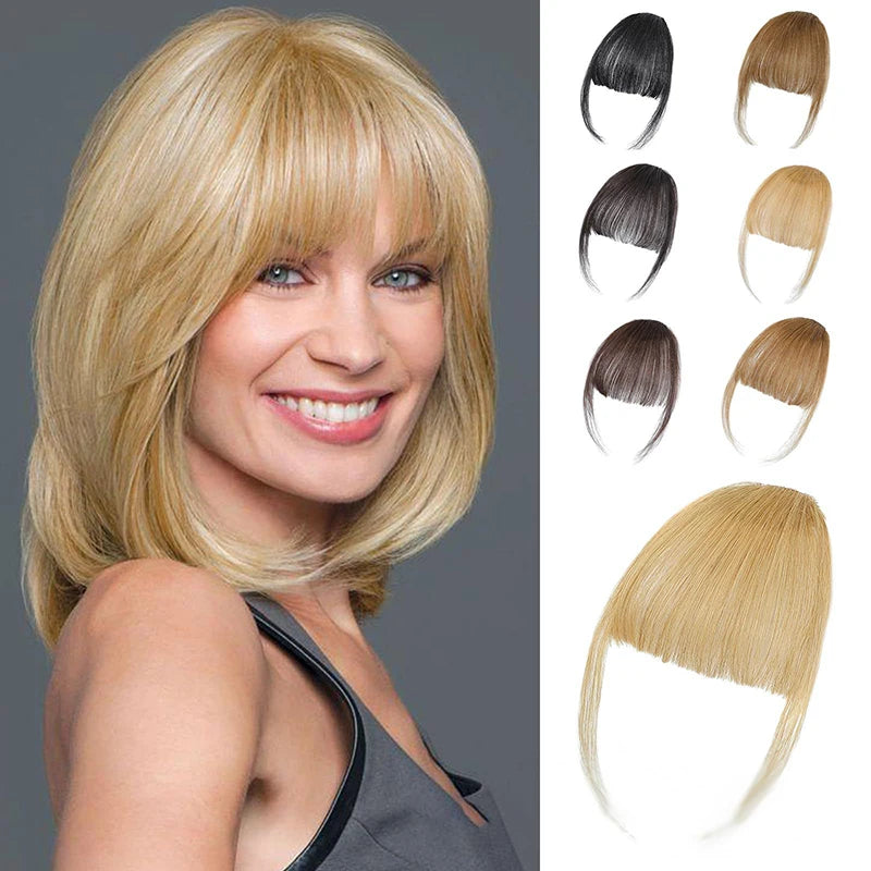 Clip-In Synthetic Air Bangs & Sideburns Hairpiece | Brown Clip-In Hair Bangs QXL