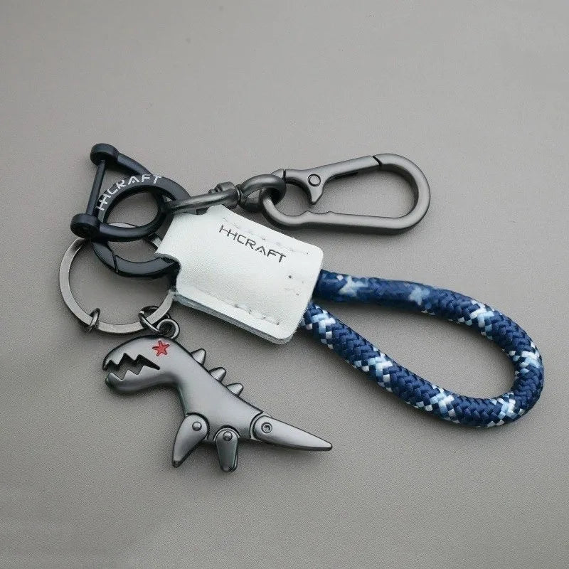 Dinosaur Keychain | Zinc Alloy Woven Leather Bag Charm Gift Novelty Keychain QXL
