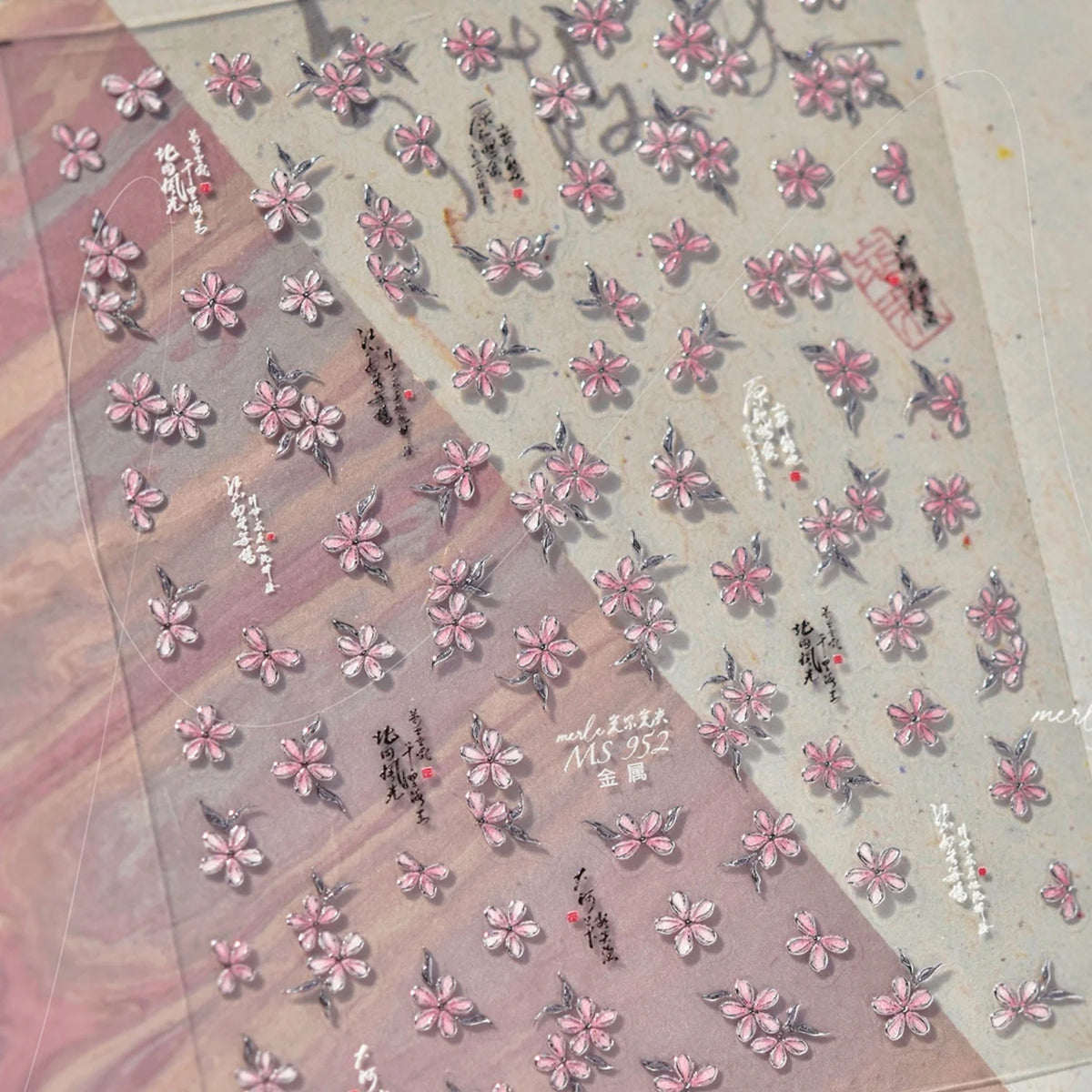 5D Cherry Blossom Nail Art Stickers | Pink Floral Decals Nail Art Stickers QXL