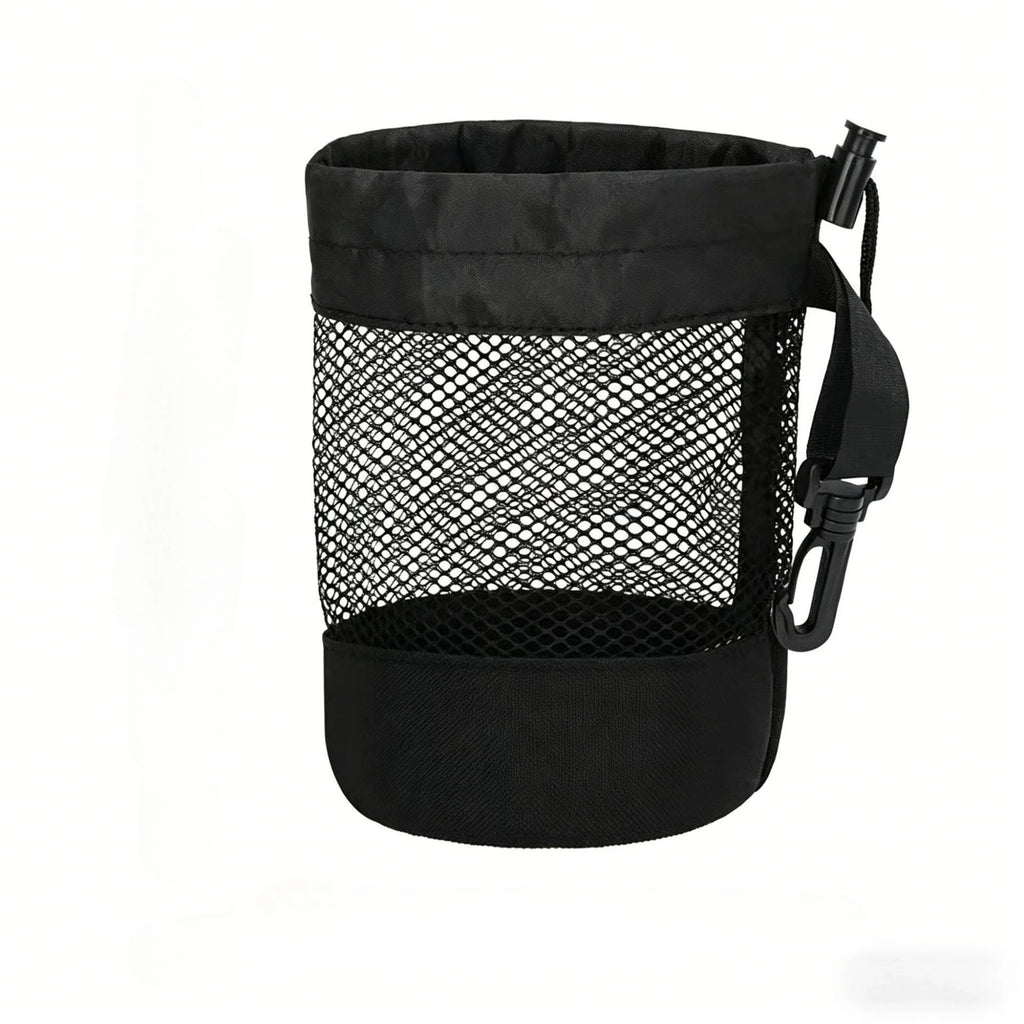 Polyester Drawstring Mesh Golf Ball Bag | Hanging Organizer Golf Ball Bag QXL black