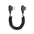 6A USB-C 90° Elbow Fast Charging Cable | Retractable Spring USB-C Charging Cable QXL black 1.5m