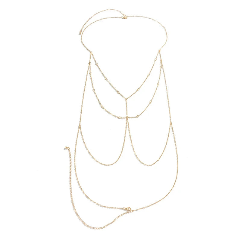 Shiny Zircon Tassel Body Chain | Women's Beach Jewelry Body Chain Jewelry QXL