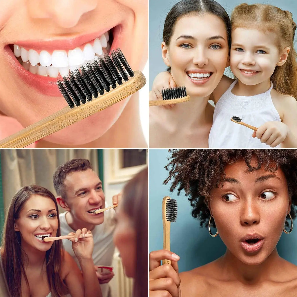10-Pack Bamboo Toothbrushes | BPA-Free, Eco-Friendly, Soft Bristles Bamboo Toothbrush Set QXL