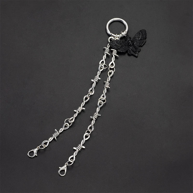 Gothic Punk Double Thorn Shoe Chain | Detachable DIY Decor Shoe Decor Chain QXL C