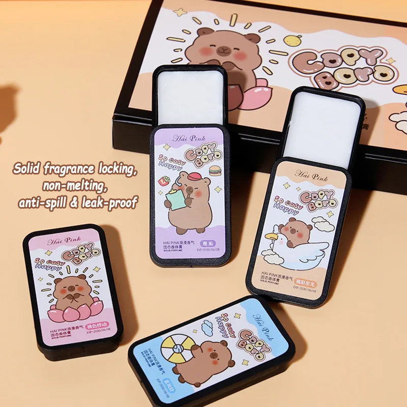 4-Pc Capybara Solid Perfume Balm Set | Travel Fragrance Gift Solid Perfume Set QXL