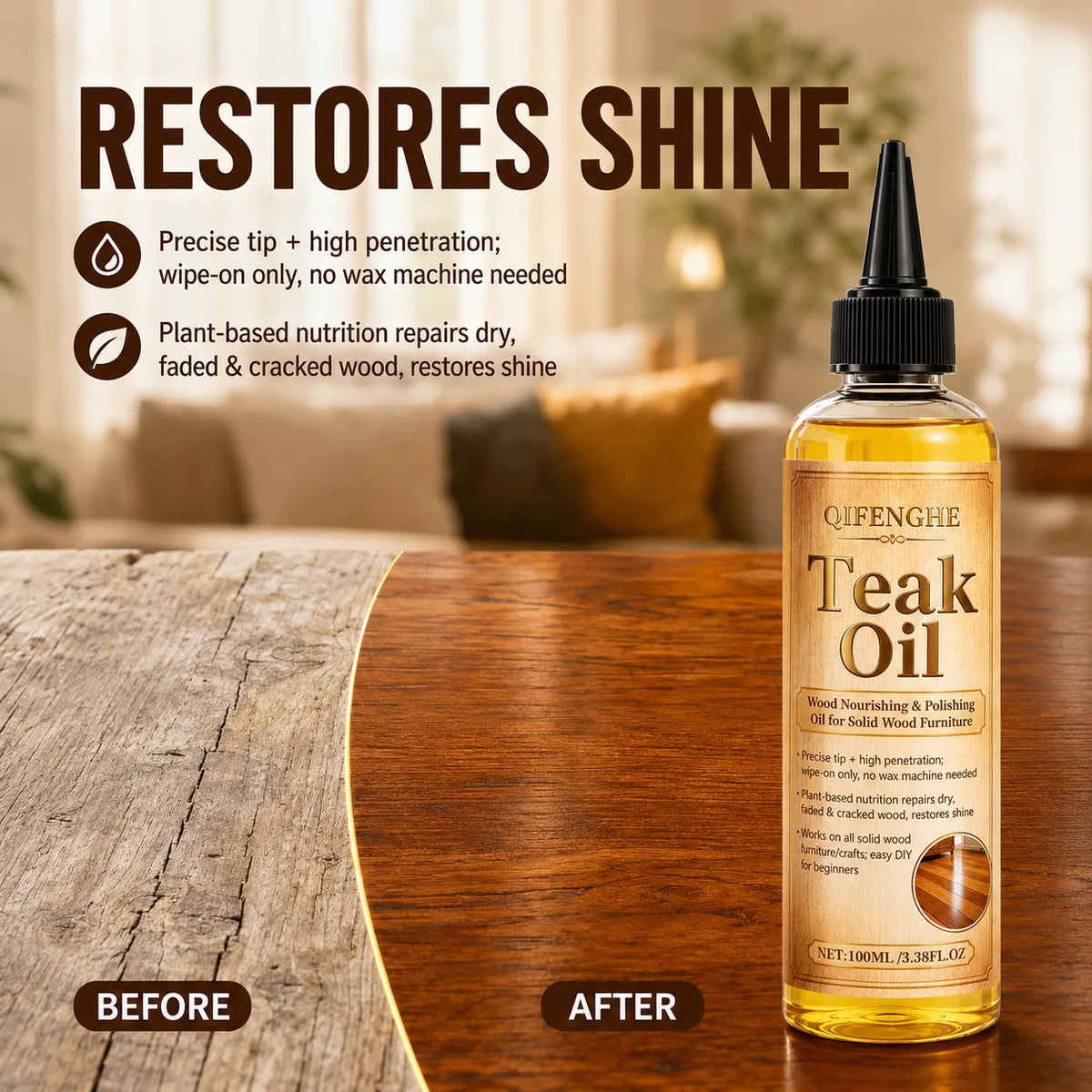 Teak Oil for Wood Furniture | Nourishing & Polishing Oil Wood Furniture Oil QXL