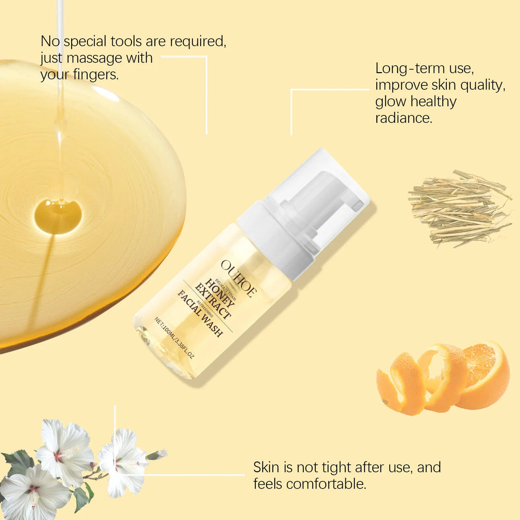 OUHOE Honey Foaming Face Wash | Oil Control & Pore Cleanser Foaming Face Wash QXL