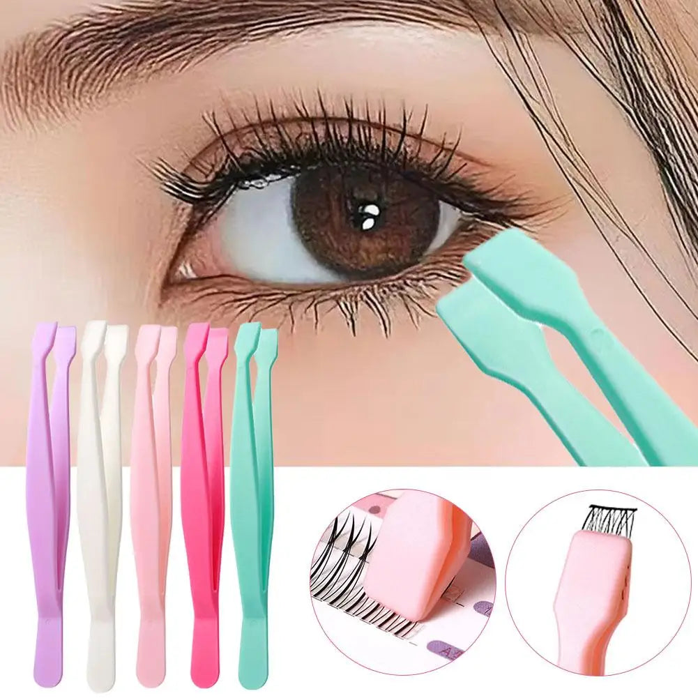 Flat-Tip Lash Cluster Tweezers | DIY False Eyelash Applicator Lash Applicator Tweezers QXL