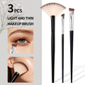 KOSSHOW 3-Pc Fan Highlighter & Angled Eyebrow Brush Set Makeup Brush Set QXL black