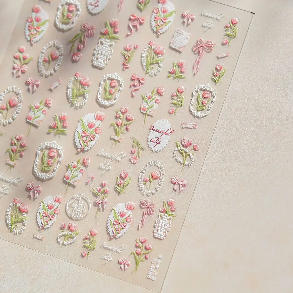 5D Floral Nail Stickers | Gold Leaf Tulip Manicure Decals Nail Art Stickers QXL